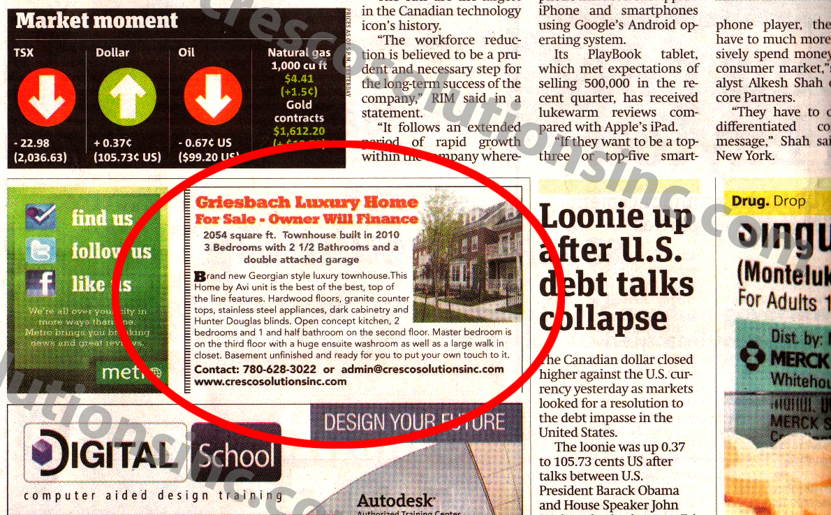 Newspaper Advertisements Examples